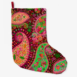 Boho Chic Retro Hippy Paisley Large Christmas Stocking