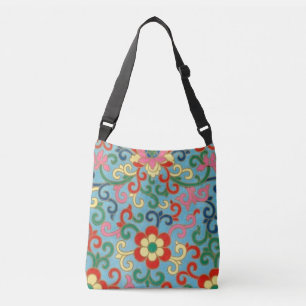 Boho Chic Retro Oriental Floral  Crossbody Bag
