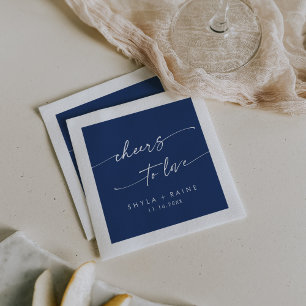 Boho Chic Royal Blue Cheers to Love Wedding Napkin
