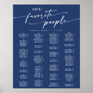 Boho Chic Royal Blue Printable Seating Chart