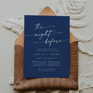 Boho Chic Royal Blue Rehearsal Dinner Invites