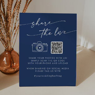 Boho Chic Royal Blue Share the Love QR Code Pedestal Sign