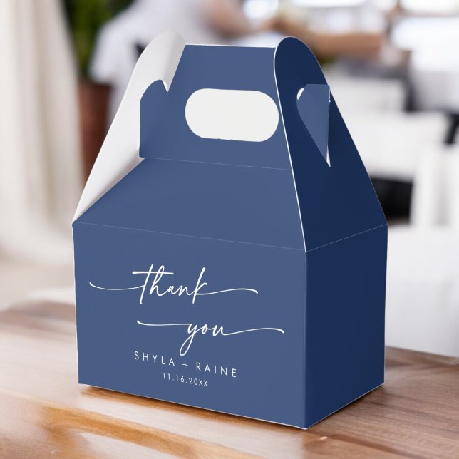 Boho Chic Royal Blue Thank You Wedding Favor Box (Creator Uploaded)