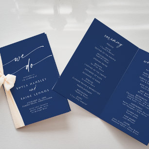 Boho Chic Royal Blue We Do Folded Wedding Program