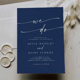 Boho Chic Royal Blue We Do Wedding Invitation