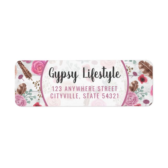 Boho Chic Rustic Feather Arrow Rose Adresse de ret (Devant)
