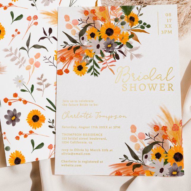 Boho chic rustic orange sunflowers bridal shower (Creator Uploaded)