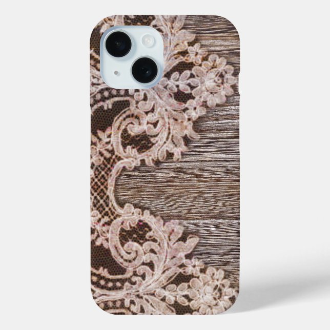 boho chic Rustic Western Country Barn Wood Lace Case-Mate iPhone Case (Back)