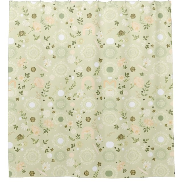 Boho Chic Sage Douche rideau - Relaxant & Terrain (Devant)