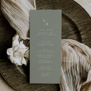 Boho Chic Sage Green Monogram Wedding Menu