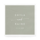 Boho Chic Sage Green Monogram Wedding Napkins