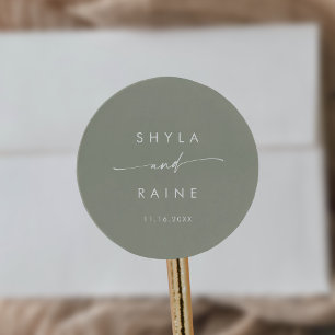 Boho Chic Sage Green Names Envelope Seals