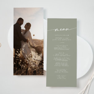 Boho Chic Sage Green Photo Wedding Menu