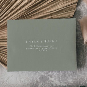 Boho Chic Sage Green Self-Addressed RSVP Envelope