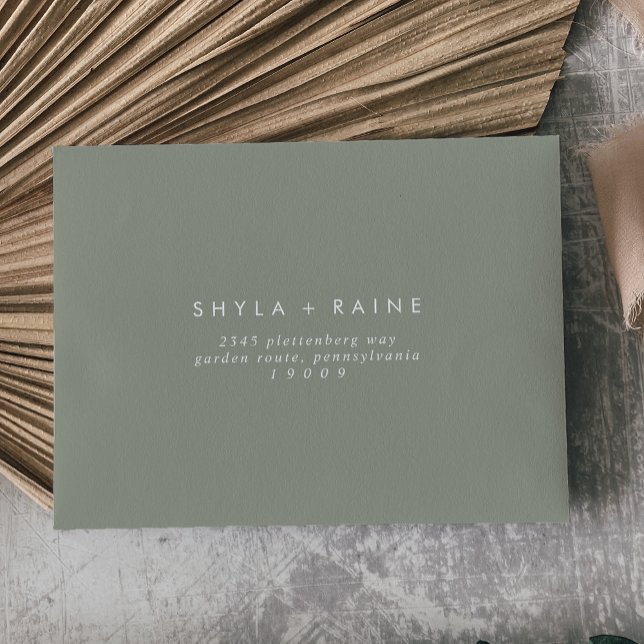 Boho Chic Sage Green Self-Addressed RSVP Envelope (Creator Uploaded)