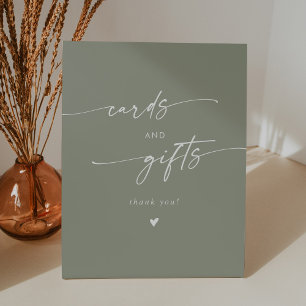 Boho Chic Sage Green Wedding Cards and Gifts Pedestal Sign