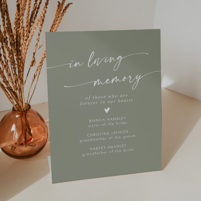 Boho Chic Sage Green Wedding In Loving Memory Pedestal Sign (Creator Uploaded)