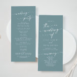 Boho Chic Seafoam Teal Tea Length Wedding Program<br><div class="desc">This boho chic seafoam teal tea length wedding program is perfect for a minimalist wedding ceremony. The colourful blue green modern bohemian design features simple rustic calligraphy with a unique yet classic style reminiscent of the beach, ocean and summer seaside. Personalize your wedding program with you names, wedding date, location,...</div>