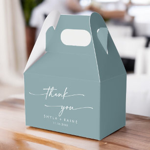 Boho Chic Seafoam Teal Thank You Wedding Favor Box