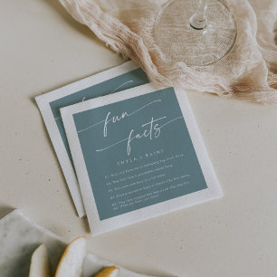 Boho Chic Seafoam Teal Wedding Fun Fact Napkins