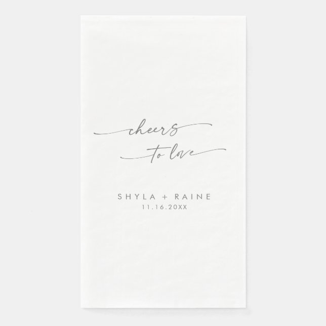 Boho Chic Silver Gray Cheers to Love Wedding Napkin (Front)
