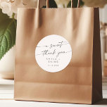 Boho Chic Silver Grey A Sweet Thank You Favour Classic Round Sticker<br><div class="desc">This boho chic silver grey a sweet thank you favour classic round sticker is perfect for a minimalist wedding. The whimsical silver grey and white modern bohemian design features simple rustic calligraphy with a unique yet classic style.

Personalize your favour stickers with your names and wedding date.</div>