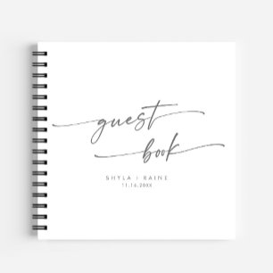 Boho Chic Silver Grey Mariage livre d'hôtes