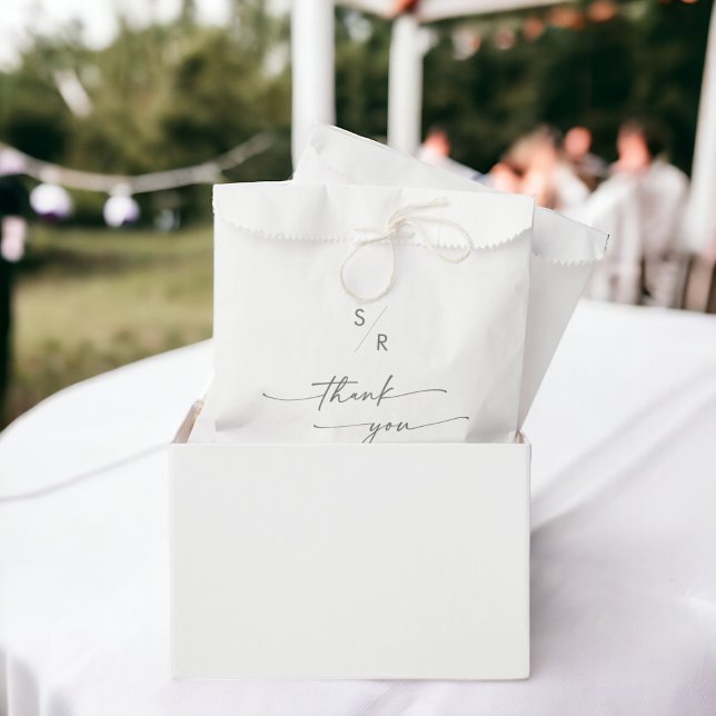 Boho Chic Silver Grey Monogram Wedding Favour Bag (Creator Uploaded)