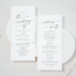 Boho Chic Silver Grey Tea Length Wedding Program<br><div class="desc">This boho chic silver grey tea length wedding program is perfect for a minimalist wedding ceremony. The whimsical silver grey and white modern bohemian design features simple rustic calligraphy with a unique yet classic style. Personalize your wedding program with you names, wedding date, location, order of service, wedding party and...</div>