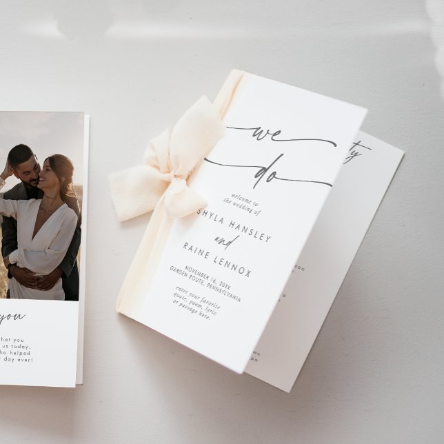 Boho Chic Silver Grey We Do Folded Wedding Program (Creator Uploaded)