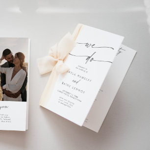Boho Chic Silver Grey We Do Folded Wedding Program