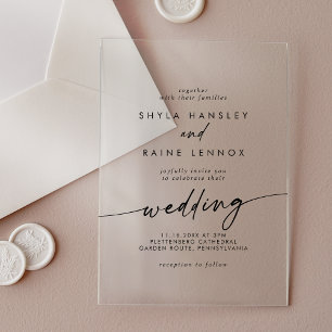 Boho Chic Simple Rustic Clear Acrylic Wedding Invitations