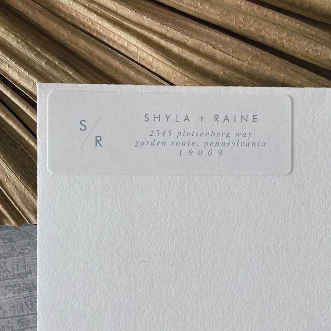 Boho Chic Slate Blue Monogram Address Labels (Creator Uploaded)