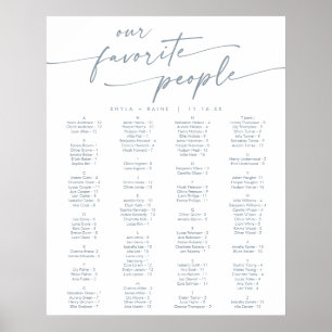 Boho Chic Slate Blue Printable Seating Chart