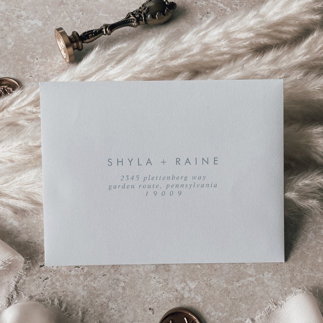 Boho Chic Slate Blue Self-Addressed RSVP Envelope (Creator Uploaded)
