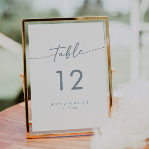 Boho Chic Slate Blue Wedding Table Numbers