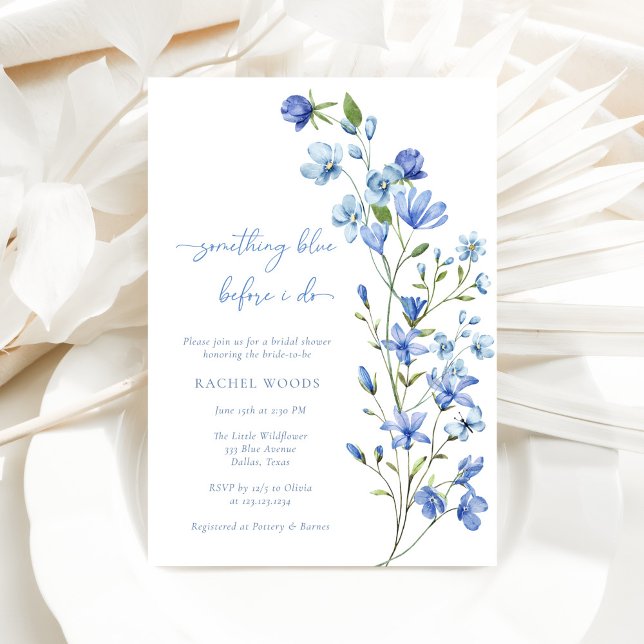 Boho Chic Something Blue Wildflower Bridal Shower Invitation (Creator Uploaded)