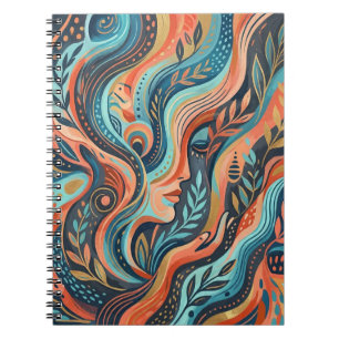 Boho Chic Spiritual Goddess with Leaves Photo Notebook