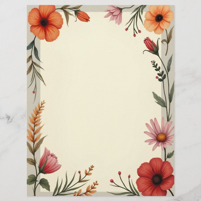 Boho Chic Stationery Paper (Front)