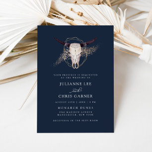 Boho Chic Steer Skull Wedding Invitation