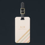 Boho Chic Stripe | Earth Toned Monogram Luggage Tag<br><div class="desc">Warm toned retro inspired stripes with a modern off-centre design. Personalize this boho chic luggage tag with your initials on the front.</div>