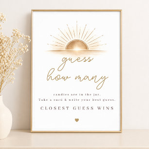 Boho Chic Sun Neutral Baby Shower Guess How Many Poster