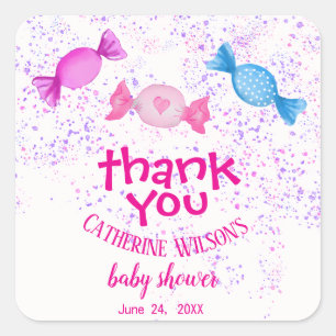 Boho Chic Sweets Candy Land Thank You Baby Shower Square Sticker