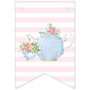 boho chic, tea party, cute, tea pot bunting flags