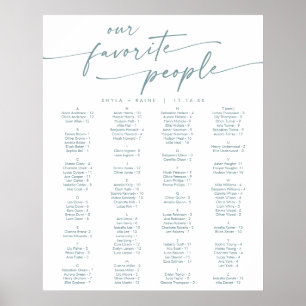 Boho Chic Teal and White Printable Seating Chart