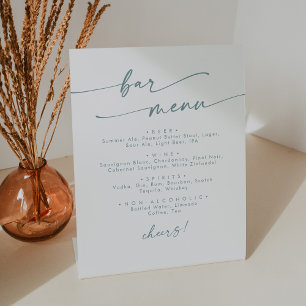 Boho Chic Teal and White Wedding Bar Pedestal Sign