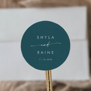 Boho Chic Teal Blue Names Envelope Seals