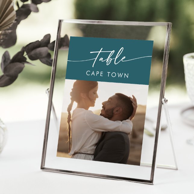 Boho Chic Teal Blue Photo Table Numbers (Creator Uploaded)