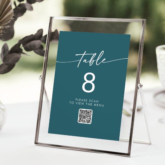 Boho Chic Teal Blue QR Code Table Numbers (Creator Uploaded)