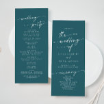 Boho Chic Teal Blue Tea Length Wedding Program<br><div class="desc">This boho chic teal blue tea length wedding program is perfect for a minimalist wedding ceremony. The bold dark turquoise jewel tone modern bohemian design features simple rustic calligraphy with a unique yet classic style. Personalize your wedding program with you names, wedding date, location, order of service, wedding party and...</div>